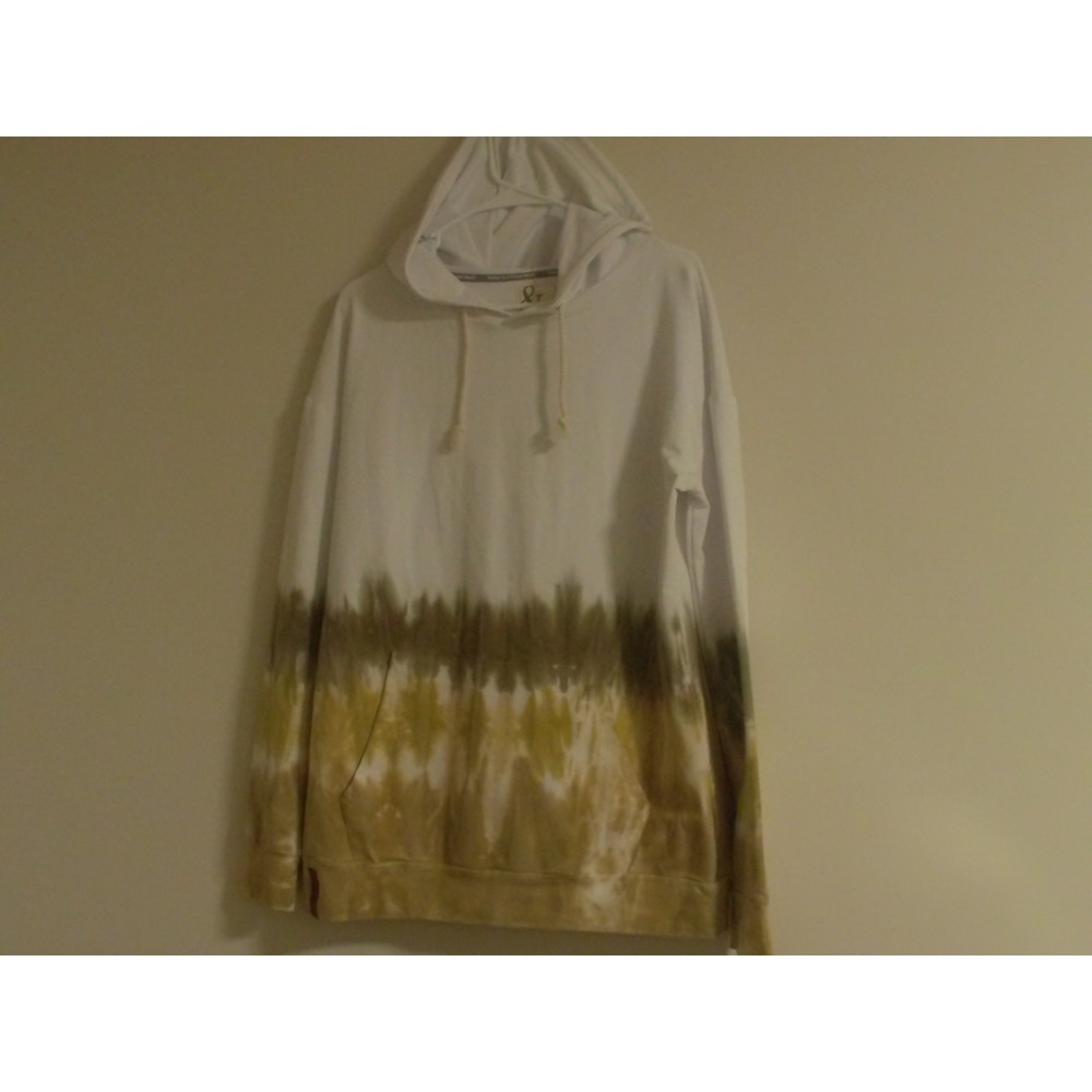 Ampersand Avenue Mustard Yellow Olive Green Tie Dye Hoodie Sweatshirt Womens